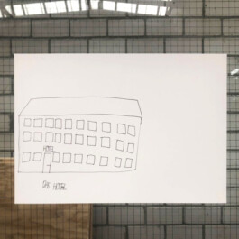 Zeichnung von einem Hotel. 