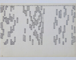 Ein Zigarettendiagramm: Zeitplan auf kariertem Papier, darauf ist eingetragen, wann die Künstlerin eine Zigarette geraucht hat.